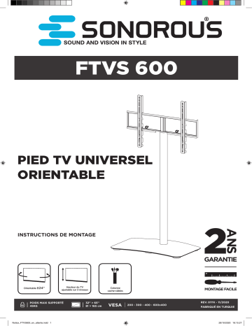 MELICONI Pied support TV orientable FTVS-600 Noir Manuel utilisateur | Fixfr