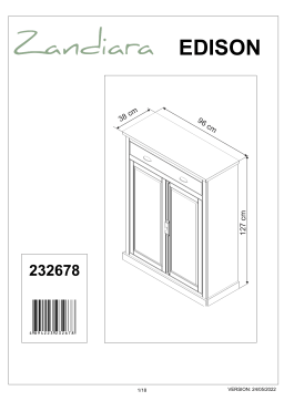 ZANDIARA Rangement haut 2 portes 1 tiroir EDISON pin massif Mode d'emploi