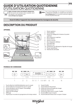 Whirlpool Lave-vaisselle intégrable 60 cm 14 couverts 46 dB Bandeau Inox - WBC 3C26 X Manuel utilisateur