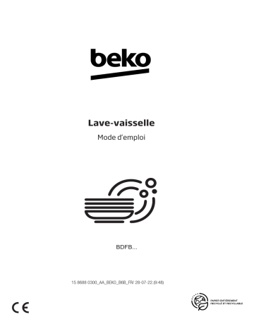 Beko Lave-vaisselle BDFB14B44S-14 couverts-60cm Manuel utilisateur | Fixfr