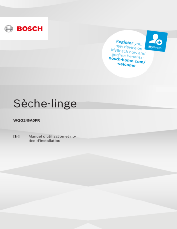 Bosch Sèche linge hublot WQG245A0FR Pompe à chaleur Manuel utilisateur | Fixfr