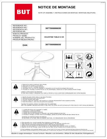 BUT Table ronde D.105 CELESTINE Chêne naturel/ blanc Mode d'emploi | Fixfr