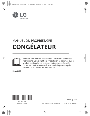 LG Congélateur armoire GFT61SWCSE 324L Blanc Manuel utilisateur | Fixfr