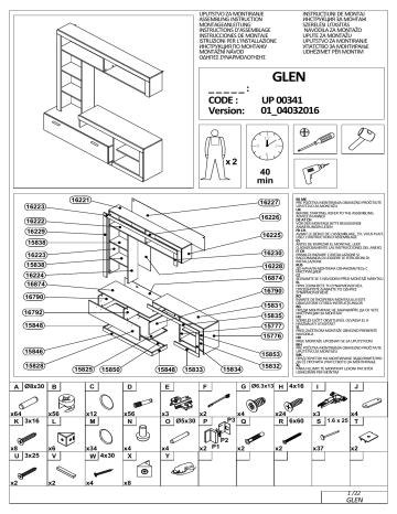 BUT Meuble TV GLEN Blanc et imitation bois noir Mode d'emploi | Fixfr