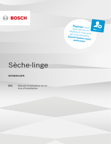 Bosch Sèche Linge Hublot WTH83V13FR Pompe à chaleur Manuel utilisateur | Fixfr