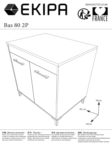 BUT Bas 80 cm 2 portes ONYX noir Mode d'emploi | Fixfr