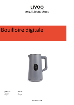 Livoo Bouilloire Sans Fil 1.5l 1800w Gris - Dod185g Manuel utilisateur