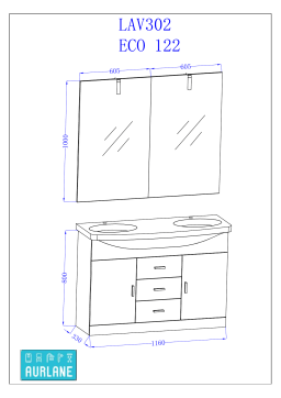 Aurlane Meuble De Salle De Bain Blanc Double Vasque 120 cm Sur Pied Mode d'emploi