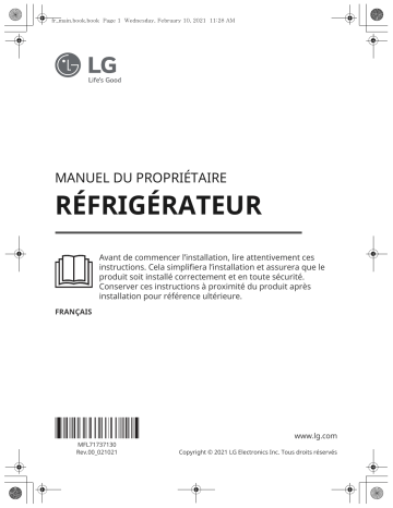 LG Réfrigérateur 1 porte GLT71SWCSE 386L Blanc Manuel utilisateur | Fixfr