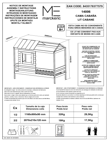 BUT Lit cabane 90x190 cm SIA 2 Gris et blanc Mode d'emploi | Fixfr