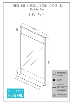 Aurlane Miroir Salle De Bain LED Auto-éclairant 60x80 cm - Laqué Noir Mat - Framed Mirror LED Mode d'emploi