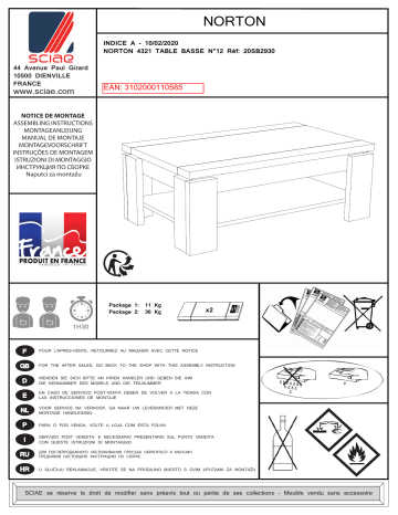 BUT Table basse NORTON imitation bois et béton Mode d'emploi | Fixfr