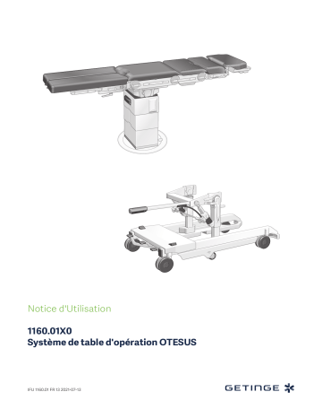 116001D0 / OR table column, manoeuvrable | 116001C0 / OTESUS OR table column, mobile | 116001B0 / OTESUS OR table column, stationary | Getinge 116001A0 / OTESUS OR table column, stationary Mode d'emploi | Fixfr
