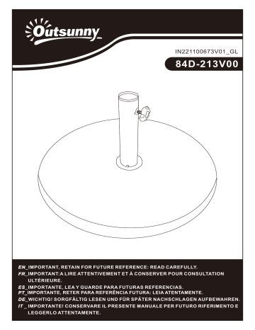 Outsunny 84D-213V00BK 52lbs Resin Patio Umbrella Base Mode d'emploi | Fixfr