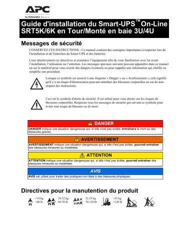 Schneider Electric Smart-UPS On-Line Guide d'installation | Fixfr