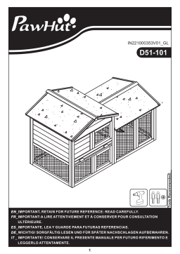 PawHut D51-101 58" Large Deluxe Outdoor Raised Wooden Weatherproofed Rabbit Hutch Mode d'emploi