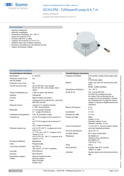 Baumer GCA3-PM - CANopen® up to 4.7 m Cable transducer - absolute Fiche technique