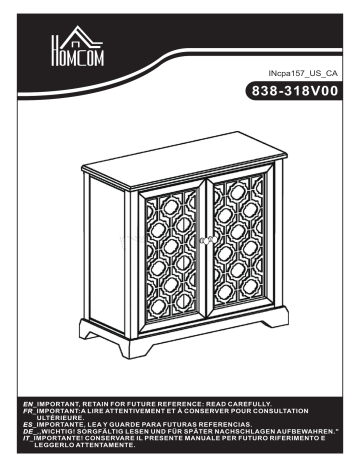 838-318V00WT | HOMCOM 838-318V00GY Farmhouse Storage Cabinet Mode d'emploi | Fixfr