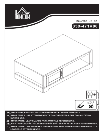 839-471V00WT | HOMCOM 839-471V00BN Rustic Coffee Table Mode d'emploi | Fixfr