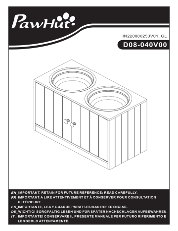 D08-040V00BK | PawHut D08-040V00WT Elevated Dog Bowls Mode d'emploi | Fixfr