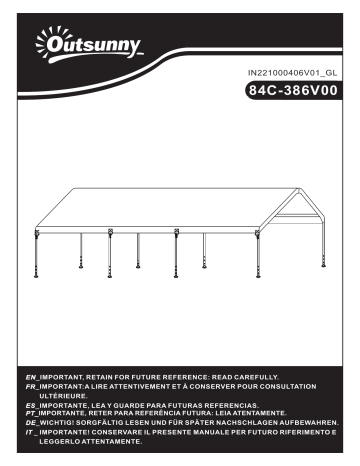 84C-386V00GY | 84C-386V00BG | Outsunny 84C-386V00WT 10' x 20' Carport Mode d'emploi | Fixfr