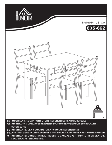 HOMCOM 835-662LG Kitchen Table and Chairs Mode d'emploi | Fixfr