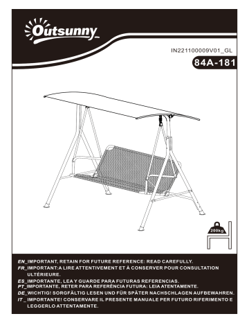 84A-181BK | Outsunny 84A-181BN 2-Seater Patio Swing Chair Mode d'emploi | Fixfr