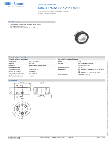 Baumer EBS.R-FN032.S014.A14.P0031 Magnetic scale Fiche technique | Fixfr