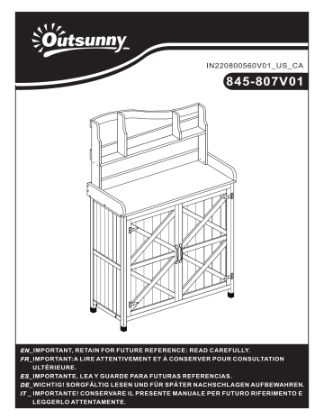 Outsunny 845-807V01CG Outdoor Storage Cabinet & Potting Table Mode d'emploi | Fixfr