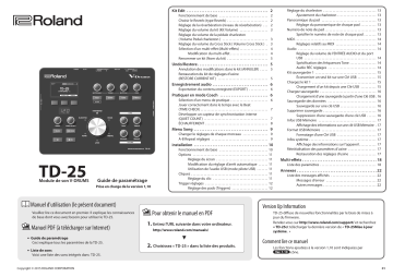 Roland TD-25 Module de sons de batterie Mode d'emploi | Fixfr