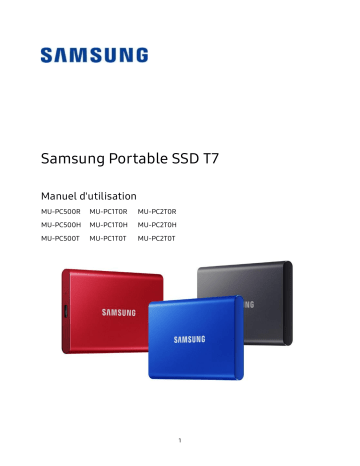 MU-PC2T0T | MU-PC2T0H | MU-PC500H | MU-PC1T0R | MU-PC1T0T | MU-PC1T0H | MU-PC500T | MU-PC500R | Samsung MU-PC2T0R SSD externe T7 USB 3.2 2 To (Rouge) Manuel utilisateur | Fixfr