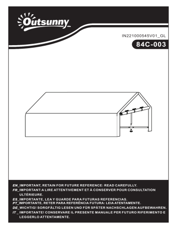 Outsunny 84C-003 20' x 12' Heavy Duty Outdoor Temporary Carport Canopy Tent Mode d'emploi | Fixfr