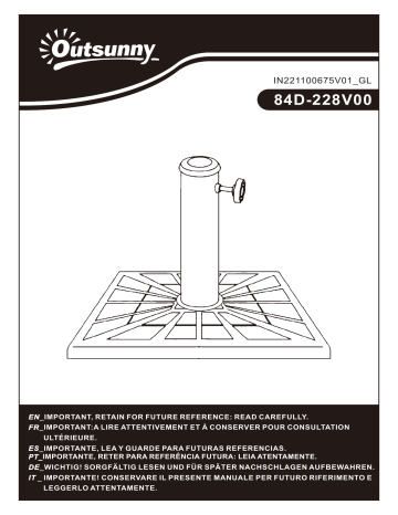 84D-228V00BN | Outsunny 84D-228V00BK 42lbs Resin Patio Umbrella Base Mode d'emploi | Fixfr