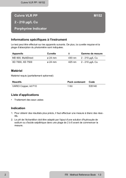 Lovibond Single Method M152 - Copper VLR PP Manuel utilisateur