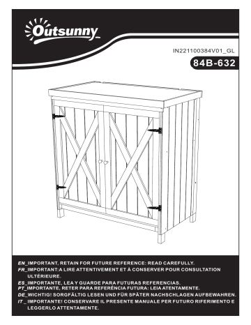 84B-632GY | Outsunny 84B-632ND Garden Storage Cabinet Mode d'emploi | Fixfr