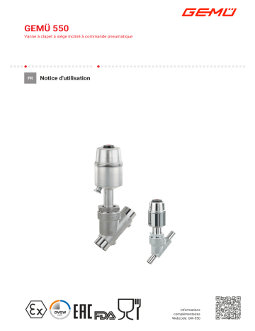 Gemu 550 Pneumatically operated angle seat globe valve Mode d'emploi | Fixfr