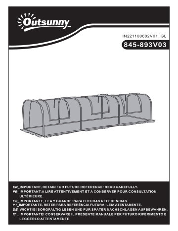 845-893V03GN | Outsunny 845-893V03BK 9' x 4' Crop Cage Mode d'emploi | Fixfr