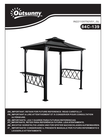 Outsunny 84C-139 Outside Porch BBQ Cooking Pergola Canopy Mode d'emploi | Fixfr