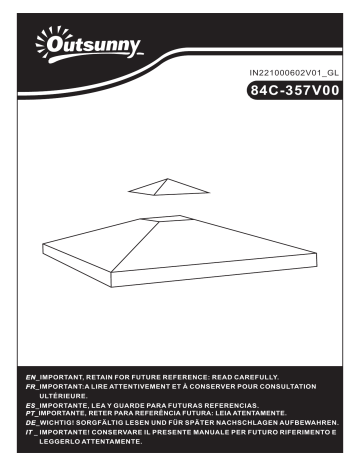 84C-357V00KK | Outsunny 84C-357V00CF 9.8' x 9.8' Gazebo Replacement Canopy Mode d'emploi | Fixfr