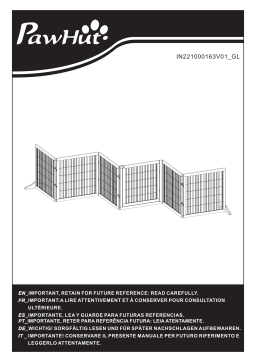 PawHut D06-079V01WT Freestanding Length Adjustable Wooden Pet Gate Mode d'emploi