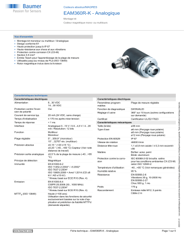 Baumer EAM360R-K - Analog Absolute encoder Fiche technique | Fixfr