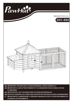 PawHut D51-092GN 77" Wooden Chicken Coop Hen House Poultry Cage Mode d'emploi