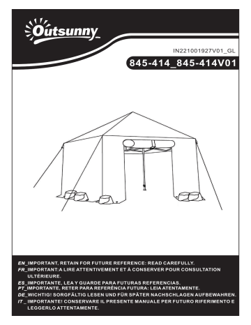 845-414V02 | 845-414V03 | 845-414V04 | Outsunny 845-414V01 8' x 8' x 8' Portable Pop-up Walk-in Greenhouse Mode d'emploi | Fixfr