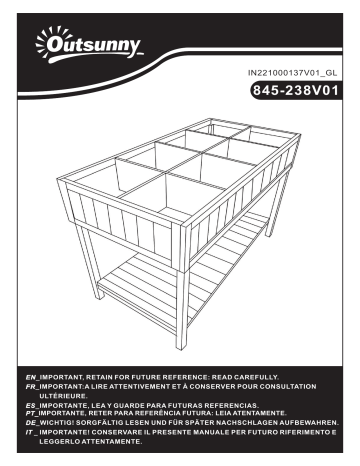 845-238V01CG | 845-238V01DR | Outsunny 845-238V01 Raised Wooden Garden Bed Grid Planter Stand Mode d'emploi | Fixfr