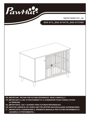 PawHut D02-073V80 Furniture Style Dog Crate Mode d'emploi | Fixfr