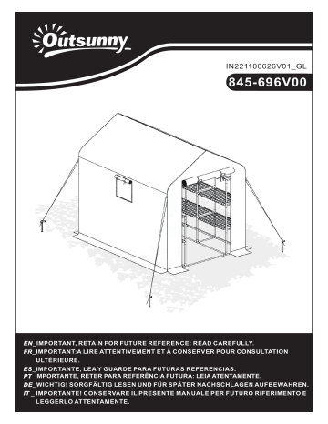 Outsunny 845-696V00GN 8' x 6' x 7' Portable Walk-in Greenhouse Mode d'emploi | Fixfr