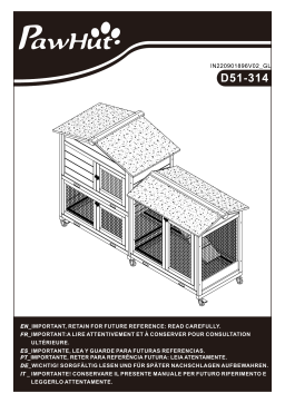 PawHut D51-314LG 62" Wooden Mobile Rabbit Hutch Mode d'emploi