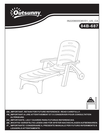 Outsunny 84B-687 Outdoor Folding Sun Lounger Recliner on Wheels Mode d'emploi | Fixfr