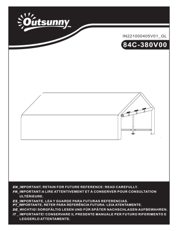 Outsunny 84C-380V00GY 20' x 10' Carport Portable Garage Mode d'emploi | Fixfr