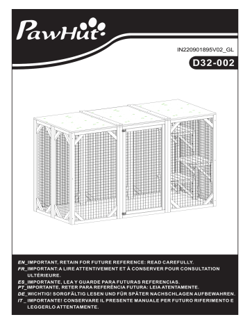 D32-002GY | PawHut D32-002OG Cat Cage Wooden Pet Enclosure Mode d'emploi | Fixfr